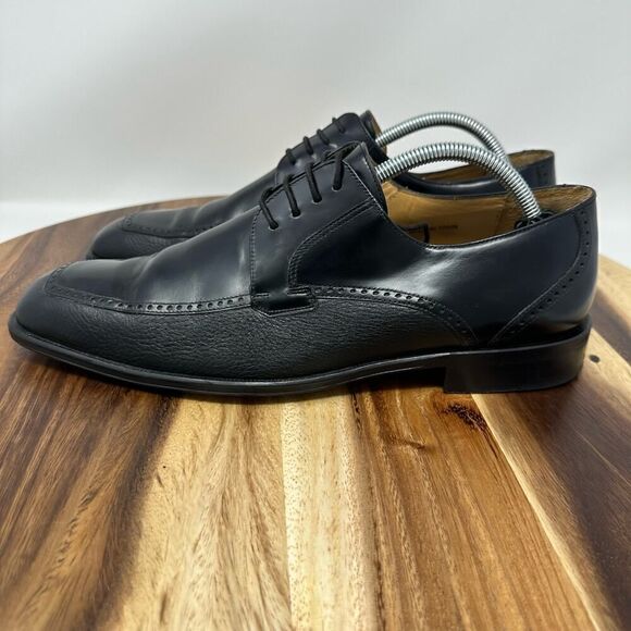Mezlan Black Leather Oxford Lace Up Square Toe Dress Shoes Men’s Size 10 M